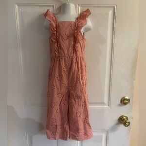 4T Carter's Pink Eyelet ruffled Flutter Sleeve long Jumpsuit.  In EUC!